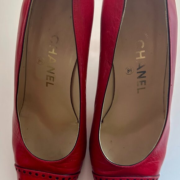 Chanel Leather Red Shoes US Size 6.5 (37.5) - Picture 9 of 13